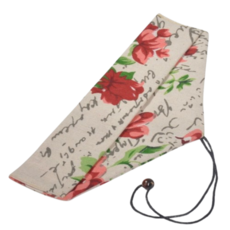 餐具收納綁繩收納袋 - 三角便攜餐具袋 刀叉湯匙筷子環保吸管收納袋 餐袋 婚禮小物, 1個, 橫開綁繩款, 花語