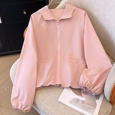 ORZQU 봄 여성 루즈핏 솔리드 바람막이 캐주얼 코디 통근 후드티