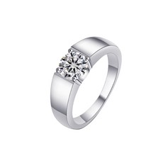 CF鑽飾 男戒 莫桑鑽 紳士 1克拉 男士戒指 時尚簡約