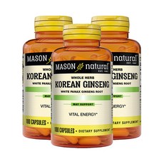 MASON natural 無糖韓國人蔘膠囊, 100顆, 3罐