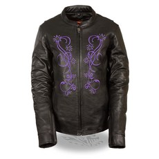 Milwaukee Leather 밀워키 레더 ML2500 여성용 반사 스타 리벳 블랙 가죽 재킷 - 미디엄, X-Small, 2-블랙