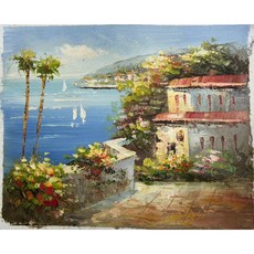 戊辰美學 風景畫 小圖畫 桌上型畫作 台灣出貨 居家擺飾, 畫布1(遠山與家)