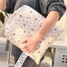 韓國小布袋四件套古法斜紋水洗棉加厚碎花被套雲柔棉套件牀上用品, 1個, 小布袋四件套 蜜戀櫻桃:四件套被套200*230牀單240*240枕套2只