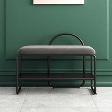 유럽풍 현관 벤치 의자 소파 수납 북유럽 신발 정리 스툴 침대 베드 샵 매장, D.60CM 그레이 블랙 다리