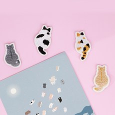 뒷 모습이 치명적인 고양이 냥이 자수 와펜 패치 스티커 와펜 4종, 1개