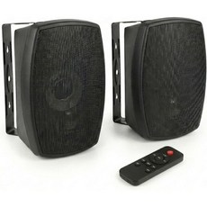6.5인치 벽걸이 블루투스 5.4 스피커 출력 400W 실내외 방수 멀티 싱크 200개 스피커/자동 페어링 오라캐스트/리모컨 120피트 거리 파티오/차고/집용 검정 2개, Black