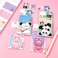 동물 캐릭터 스티커 메모지 4P 모음 토끼 팬더 다꾸 포스트잇 1개