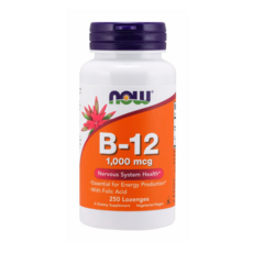 NOW Foods 維他命B-12補充錠 1000mcg, 250顆, 1罐
