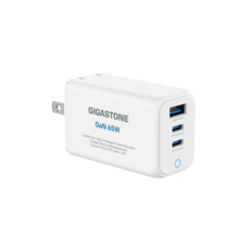 GIGASTONE 立達 65W GaN氮化鎵三孔USB-C快充充電器 支援iPhone16/筆電快充/MacBook充電頭PD-7656, 1個, 白色