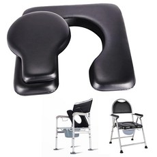 Deftyolo 스폰지 패딩이 있는 PU 변기 시트 쿠션 C 모양 방수 소프트 패드 침대 옆 의자 높은 변기에 적합(베이지), 블랙