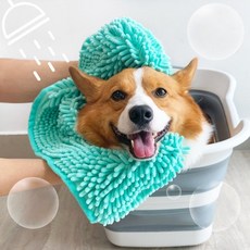 라워스 강력흡수 초극세사 반려동물 목욕 타월, 1개, 그린