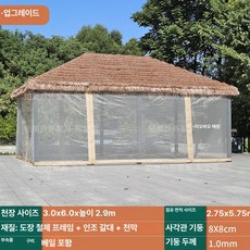 52QUAD 조립식파고라 고정어닝 차광망 천막 차양 햇빛가림막 선쉐이드 대형파라솔, 8cm 천장 3x6 m 6 초가 망사