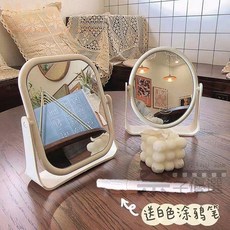鏡子化妝鏡簡約臺式鏡網紅臺面式鏡子家用桌面可立宿舍學生梳妝鏡, 【方形】*特大號1個,+白色圖畫筆1隻