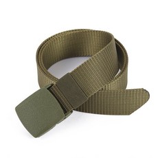 尼龍編織腰帶，無孔自動扣環設計，輕巧耐用簡約百搭, 綠色, 1個