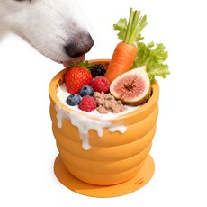 NUTRIVIO 애견 슬로우식기 분리불안 흡반 실리콘 고양이 강아지밥그릇 식기 장난감, 1개, 옐로우L