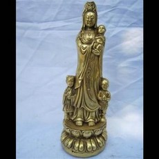 金色媽祖抱嬰兒擺件 宗教造像 佛教神像, 1個