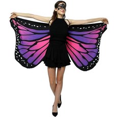 GRAJTCIN 여성용 나비 날개 숄 성인용 할로윈 코스튬 양면 모나크 요정 파티 망토 마스크 포함 (양면 무지개) 무지개