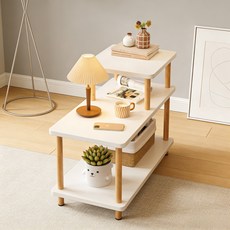 ANYOU 모던 감성 3단 사이드 테이블 대용량 수납 간편조립, 1개, 살구색