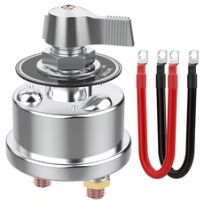 12-48V 200A 중장비 배터리 분리 스위치 4개의 AWG 1FT 케이블 켜기/끄기 고전류 전원 차단 격리 자동차 RV 트럭 해상 ATV 보트용, 200A Switch With Cables