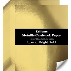 에릴라노 20매 골드 카드 스톡 용지 8.5 x 11인치 미러 피니시 호일 시트 - 스크랩북 제작 결혼식 및 생일 초대 파티 장식용 헤비급 92파운드250gsm, Metallic Gold