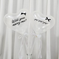 올리브파티 프로포즈 윌유메리미 하트 풍선 세트 셀프 웨딩 촬영 소품, 1세트, 투명풍선실버리본