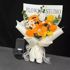 모루꽃다발 키트 선물 패키지 부케 핸드메이드 DIY 공예 황금 해바라기 믹스 소재 팩, B. 스카이 블루 릴리 소재 팩