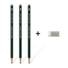 파버카스텔 9000 연필 4B 119004, 4B 연필3개+파버카스텔 187131 지우개 1개, 1세트