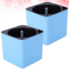 2 Pcs 자동 물 흡수 꽃 냄비 자체 급수 데스크탑 화분 플라스틱 용기 정원 용품 식물 홀더 꽃병, Blue13X14CM, Blue13X14CM