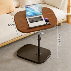보조 책상 사이드 창가용 접이식 노트북 협탁 이동식, 1인용, 일일 한정 C형 소형 테이블 40x30 월넛 블랙 프레