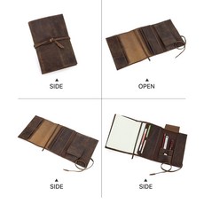 復古瘋馬皮A5筆記本皮套 綁帶手工製作多卡位辦公文具收納袋