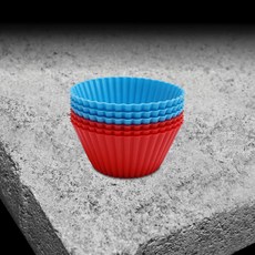 비즈쿡 실리콘 머핀컵 6개, 블루/레드, 1세트