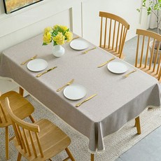 라온텐 레이스 방수 사각 식탁보 테이블보, 6인용(180x140cm), 라이트베이지, 1개