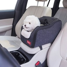 반려견 콘솔박스 카시트 차량매트 자동차적응시키기 강아지멀미 애견드라이빙킷, 베개 홀더  진한 회색 커버 그물 포함