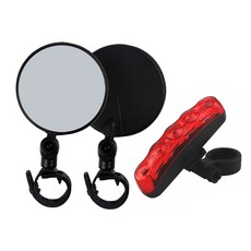 Winnerless自行車後照鏡 5燈尾燈組 自行車側鏡 夜間燈, 黑色+紅色