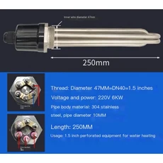 모든 SUS304 전기 가열 요소 침수 온수기 물 및 오일용 2 인치 트라이 클램프 (OD 64mm) 220V 3/4.5 9KW 1P, 04 220V 6KW