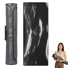 헬로우준 프리미엄 천연고무 PU 전문가용 요가매트 + 전용보관가방, 심포니 블랙, 1개