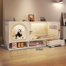 狗別墅 狗屋 寵物屋 室内小型犬專用 一室一廳一衛 泰迪博美狗別墅, 1個, 【106*46*53】大全景推拉門白大號