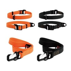 扣樂 暴龍牽繩 暴龍項圈 犬用 橘/黑 表面柔軟且防水防滑 寵物項圈 寵物牽繩, 1個, 暴龍項圈-耀眼橘