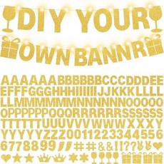 175피스 DIY 글리터 맞춤형 배너 키트 생일 축하 맞춤 글자 배너 새해 복 많이 받으세요 맞춤형 배너 장식 크리스마스 베이비 샤워 생일 파티 장식 용품(샤이니 라이트 블루), 글리터 골드