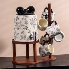 法式高顏值陶瓷儲水罐罐儲存罐帶蓋帶龍頭客廳水缸水具杯子套裝居家生活好物居家日用品居家收納生活居家用品, 蝴蝶結水缸套裝☆紅色,水缸容量約2.5l, 1個