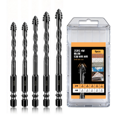 4날 톱니형 콘크리트 드릴 비트 타일 드릴 기리 3.4.5.6.7mm 5개입 세트, 1세트