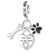 판도라 팔찌 강아지 애완동물 댕글 부적 하트 구슬과 난뮤크 동물 프린트 호환되는