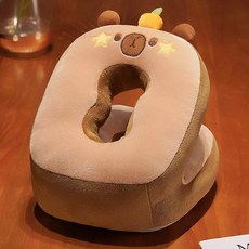 귀여운 동물 디자인의 편안한 낮잠 베개 사무실 디자인 인체공학적 지지 머리 목 플러시 소재, 얼음비단 누워 자는 베개 - 카피바라