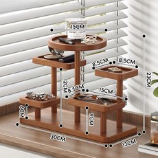 多層桌面杯架 博古架 中式複古風 茶室 茶具 紫砂茶壺 展示架 擺件, 1個, B