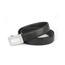 ELLE HOMME 品牌自動扣皮帶(黑)-方框格紋