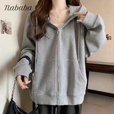 나바바 NC137 여성 캐주얼 무지 심플 긴팔 후드 집업