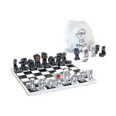 YAV Keith Haring 系列 Vilac 桌上型西洋棋組，精美西洋棋盤 Chess Set，現貨供應，增添生活藝術氣息, 1個, Black and White