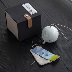 陶瓷風鈴 手工風鈴掛飾 日式和風掛件 家居裝飾品 創意生日禮物, 藍色+黑色大禮盒