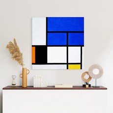 더 아트 컴퍼니 몬드리안 추상화그림 22종 집중력 창의력 향상 아이방 사무실 작업실 인테리어 명화그림, 4. PM-블루 오렌지