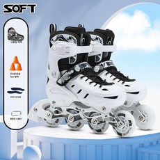 성인용 인라인스케이트 초보 입문용 고급 롤러브레이드 주니어 성인, 화이트 베이직, 1개